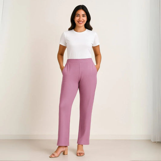 Comfort Fit Ribbed Pant – Daily & Office Wear