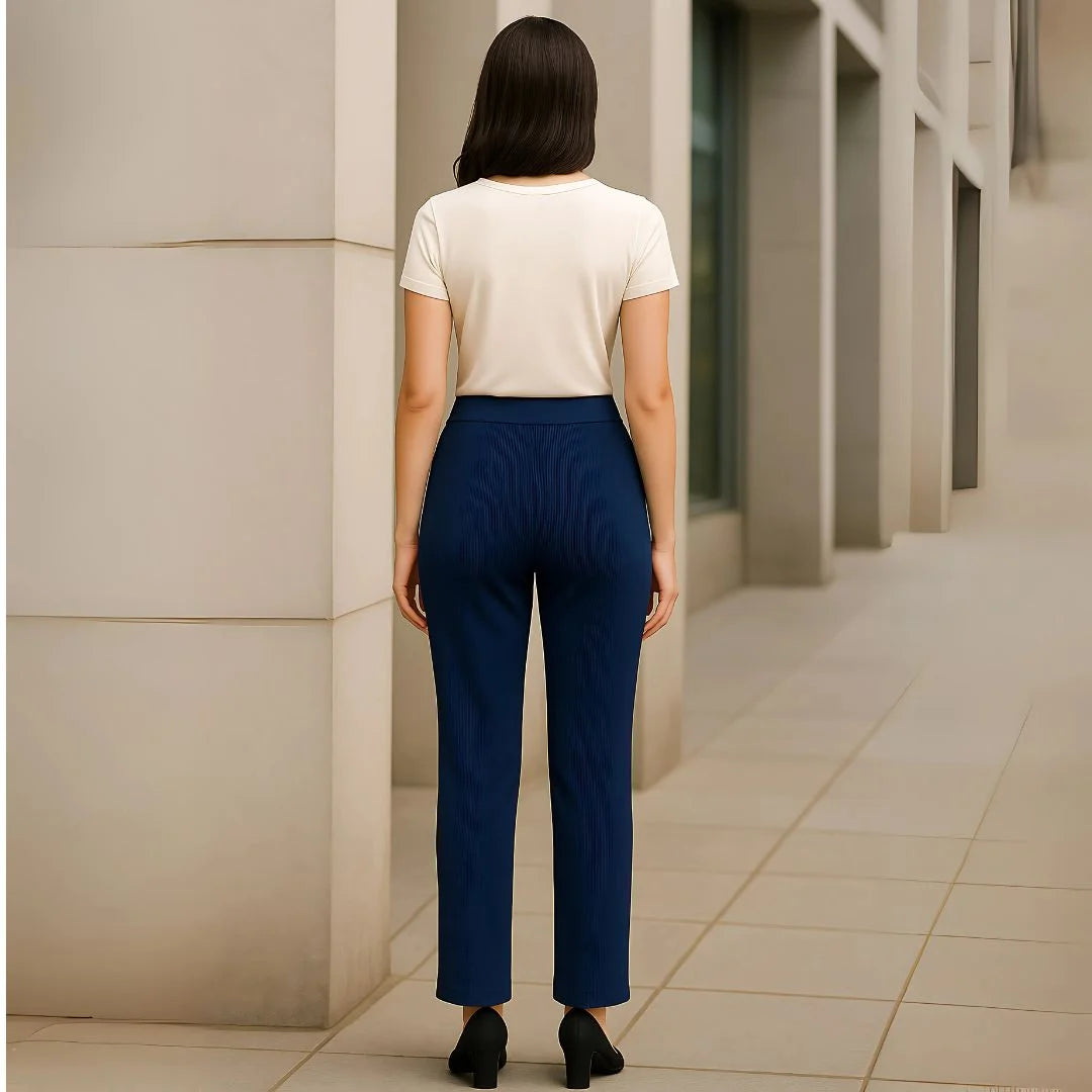 Women’s Ribbed Straight Fit Pant – Office & Everyday Comfort Wear