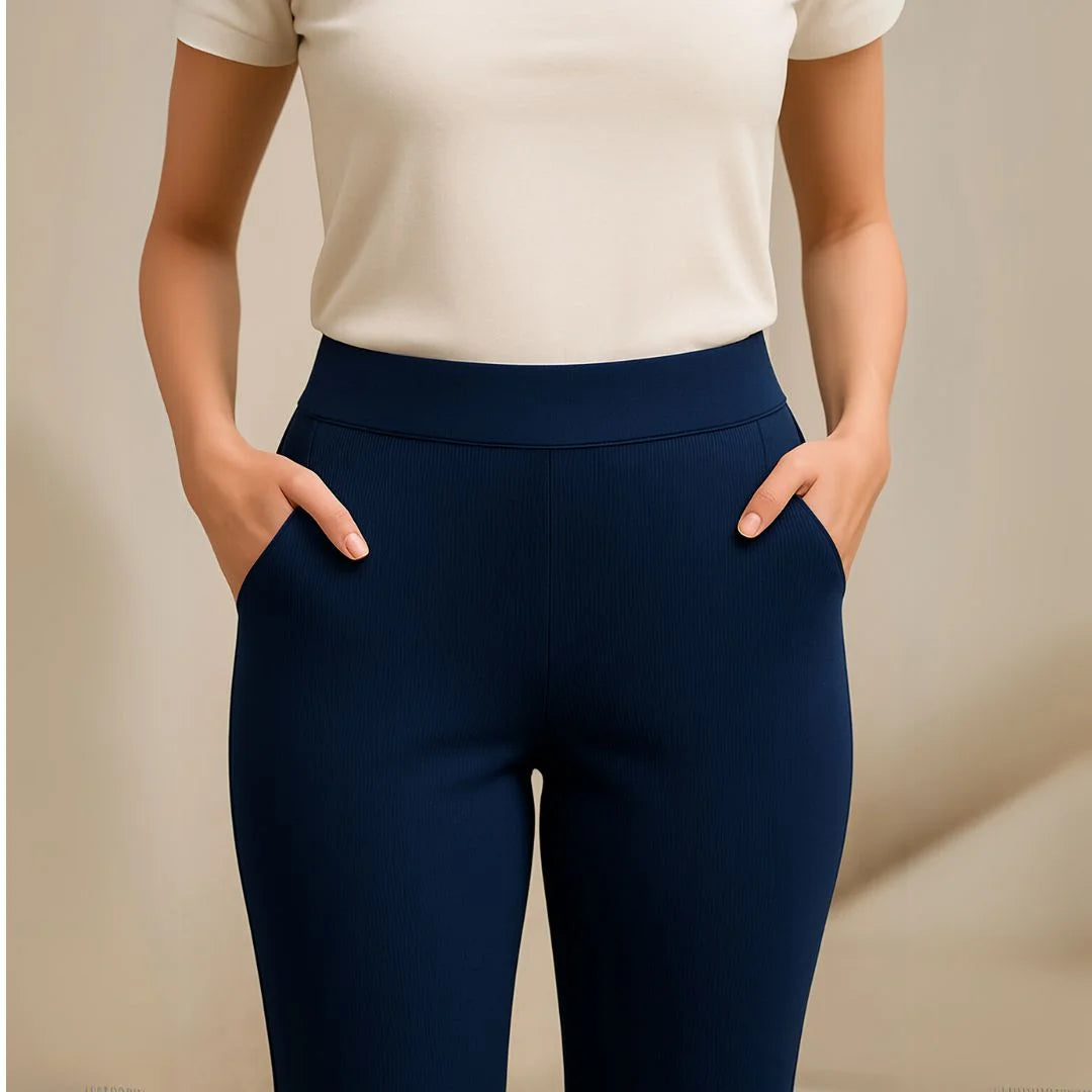 Women’s Ribbed Straight Fit Pant – Office & Everyday Comfort Wear