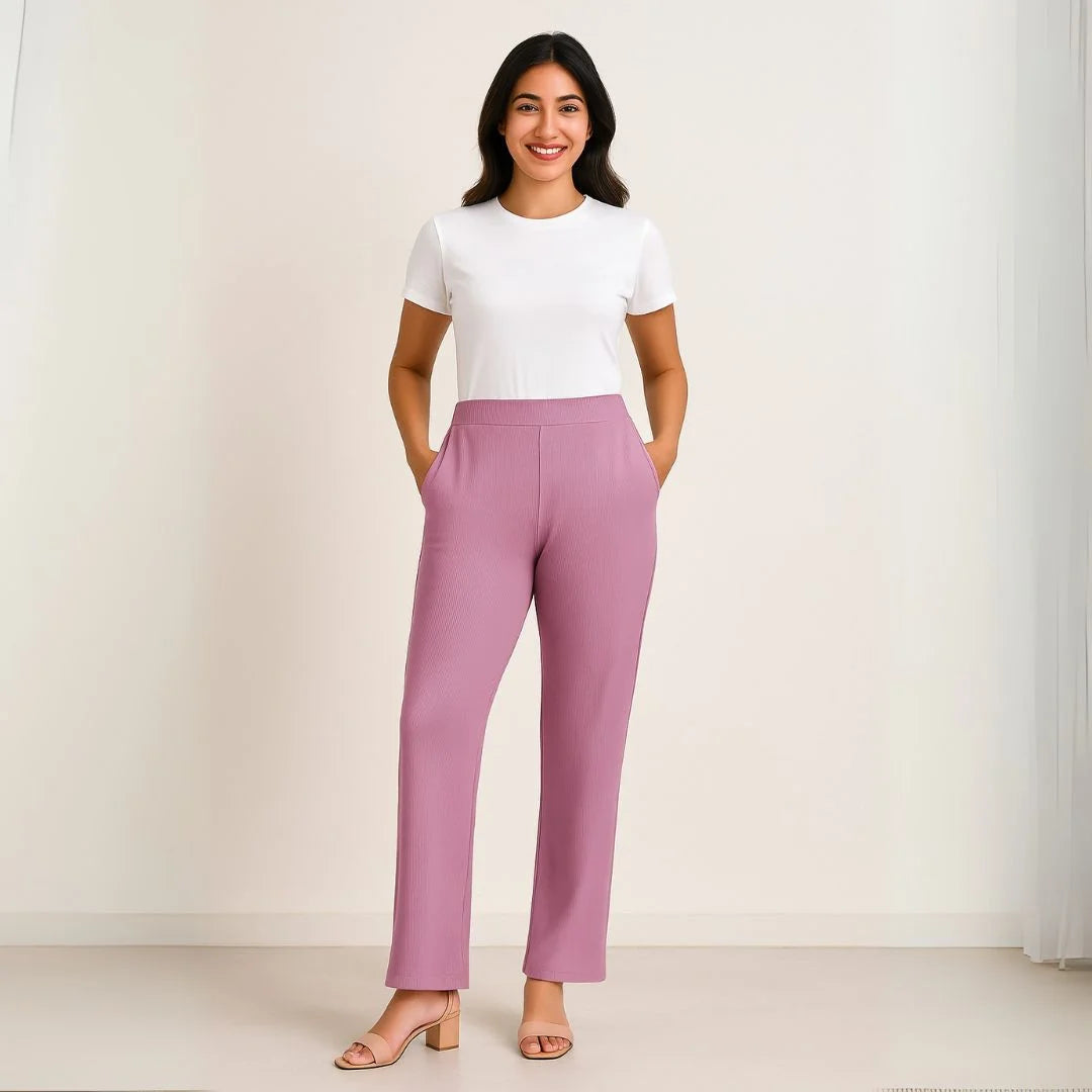 Comfort Fit Ribbed Pant – Daily & Office Wear
