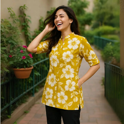 Sunshine Bloom Heavy Cotton Western Top for Women