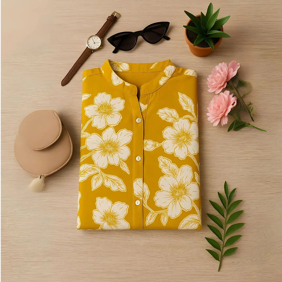 Sunshine Bloom Heavy Cotton Western Top for Women