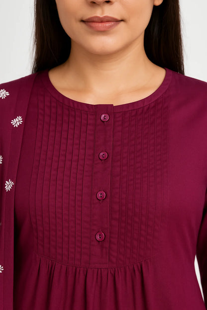 Elegant Floral Rayon Kurti Set with Dupatta – Premium Comfort Wear